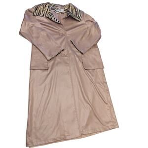 Vintage Sophia La Belle New York Trench Coat Womens L/XL Animal Print Collar